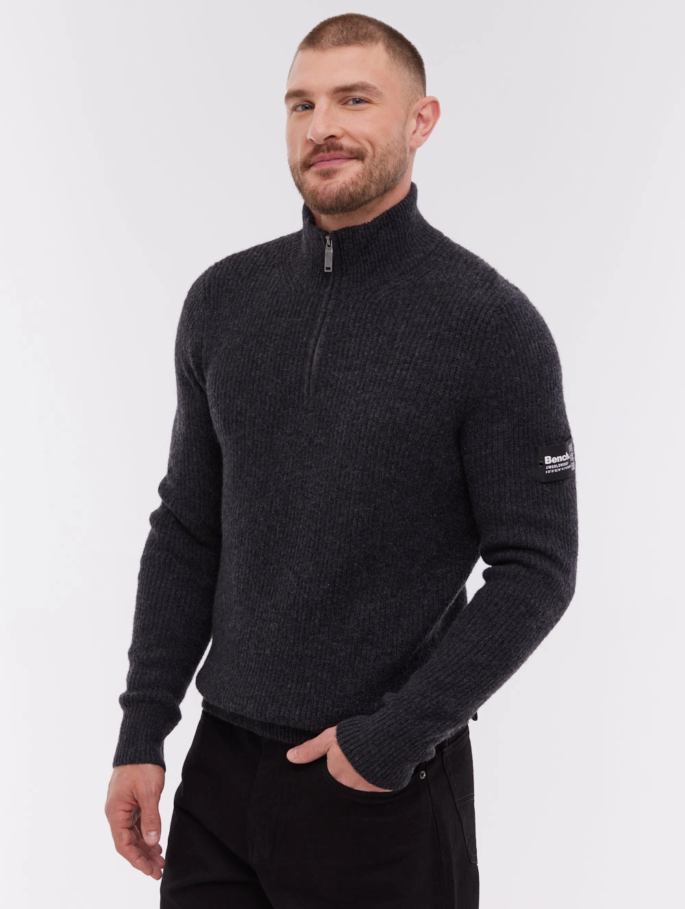 Zero Pilling Guarantee Yanta Quarter-Zip Funnel-Neck Sweater - Grey