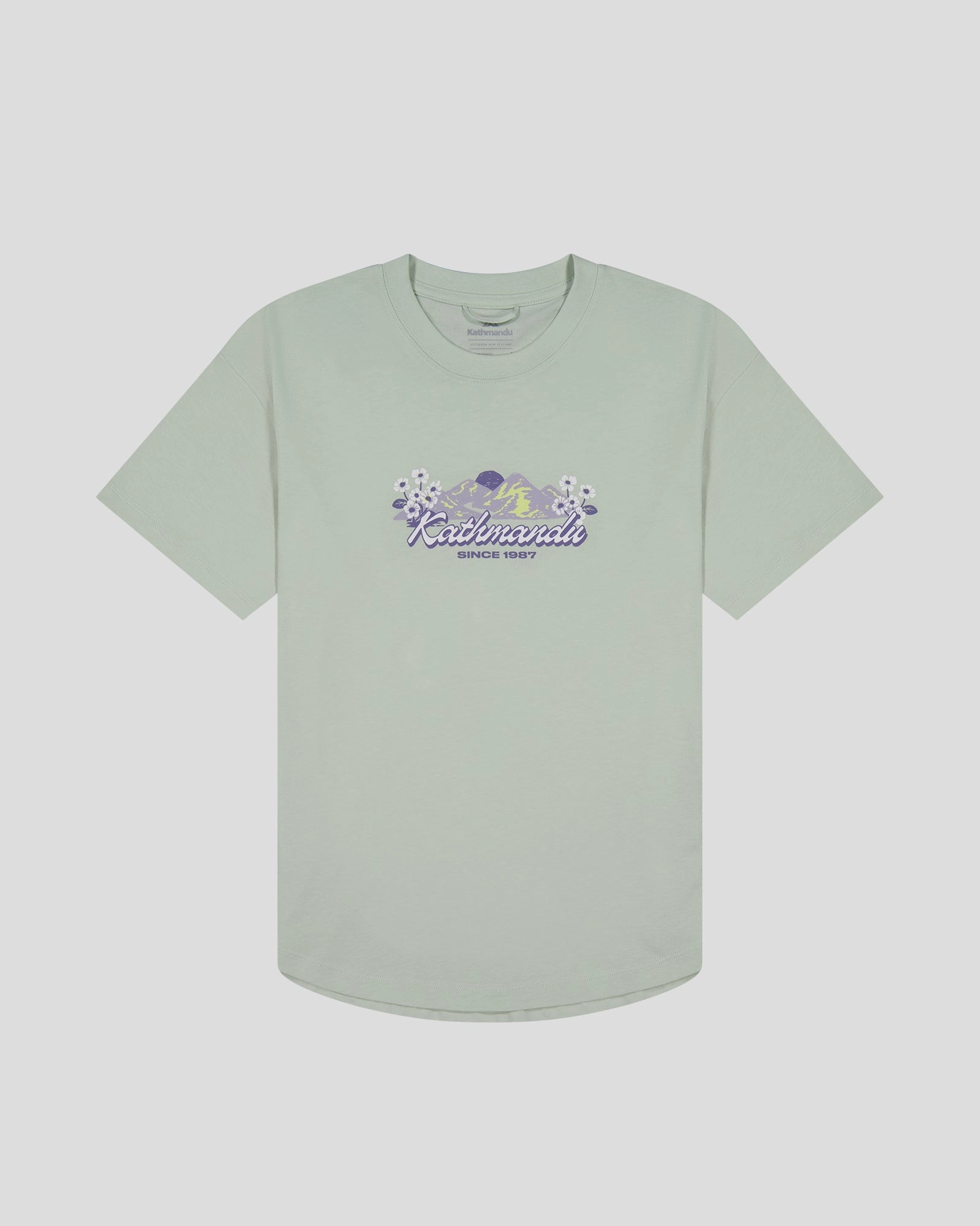 Women??s Mt Cook Lily Organic Cotton T-Shirt - Light Sage Textured Weave