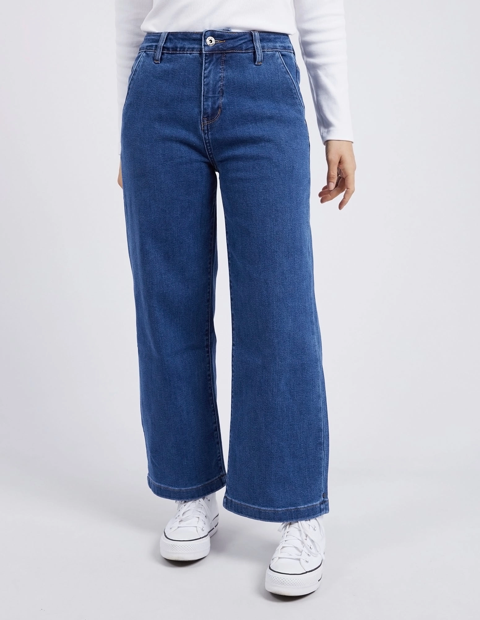 Elm Izzy Wide Leg Jean Dark Blue Wash Basic Style