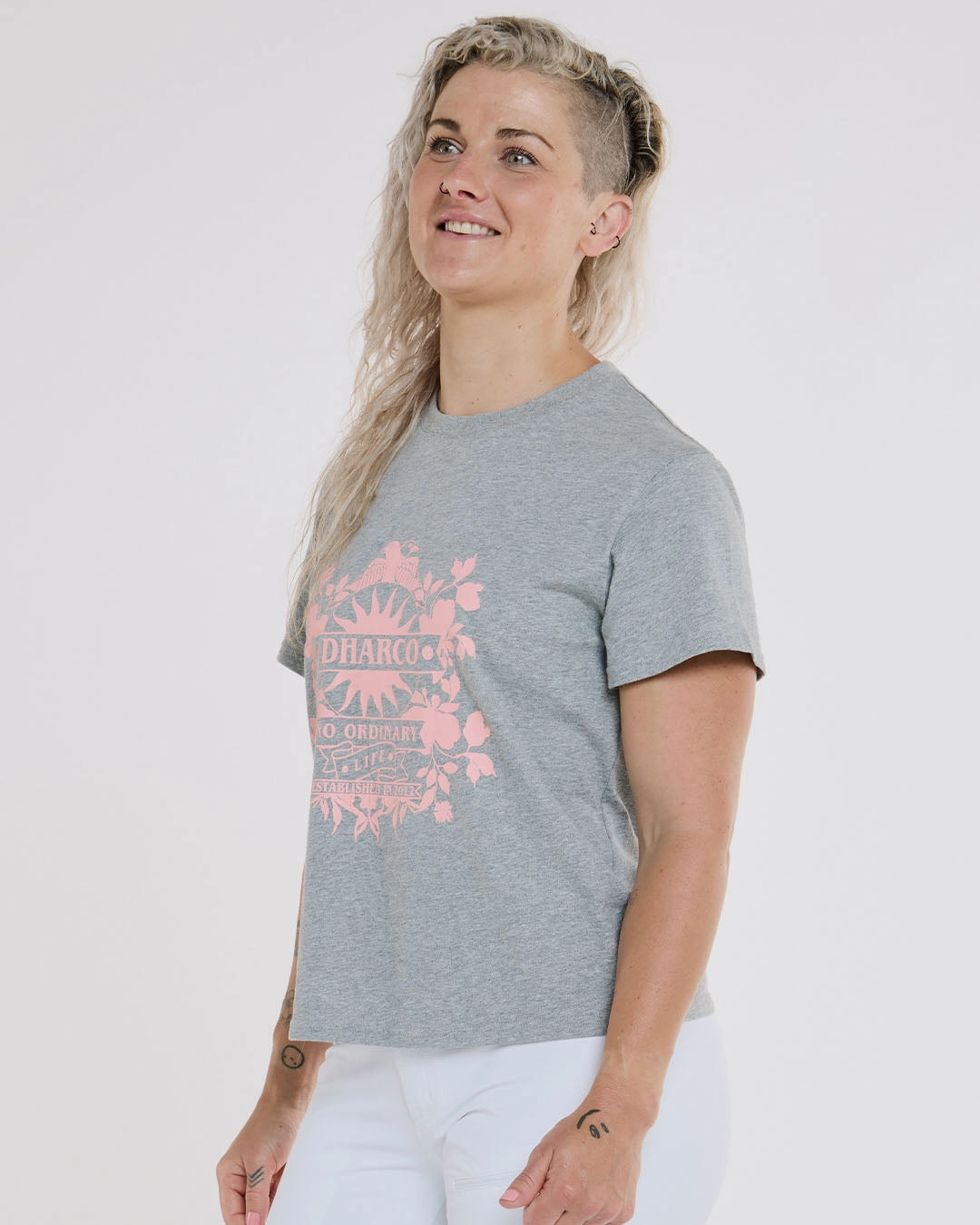 Womens Cotton Tee | Grey Marble safe for skin