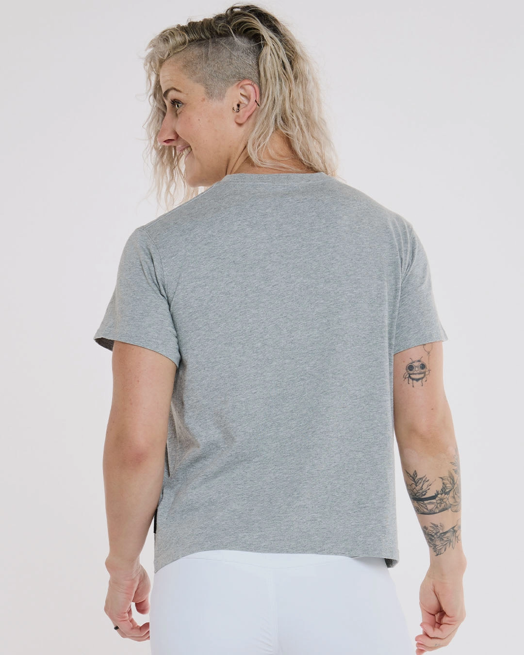 Sleek Design Relaxed Layers Womens Cotton Tee | Grey Marble